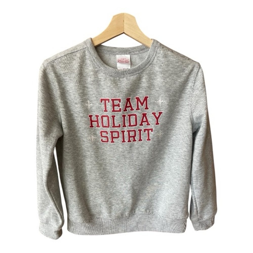 Wondershop Kids Gray and Red Fleece Holiday Sweatshirt L (10/12)